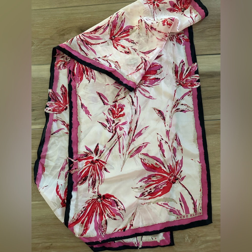 Anne Klein Silk Floral Rectangular Scarf